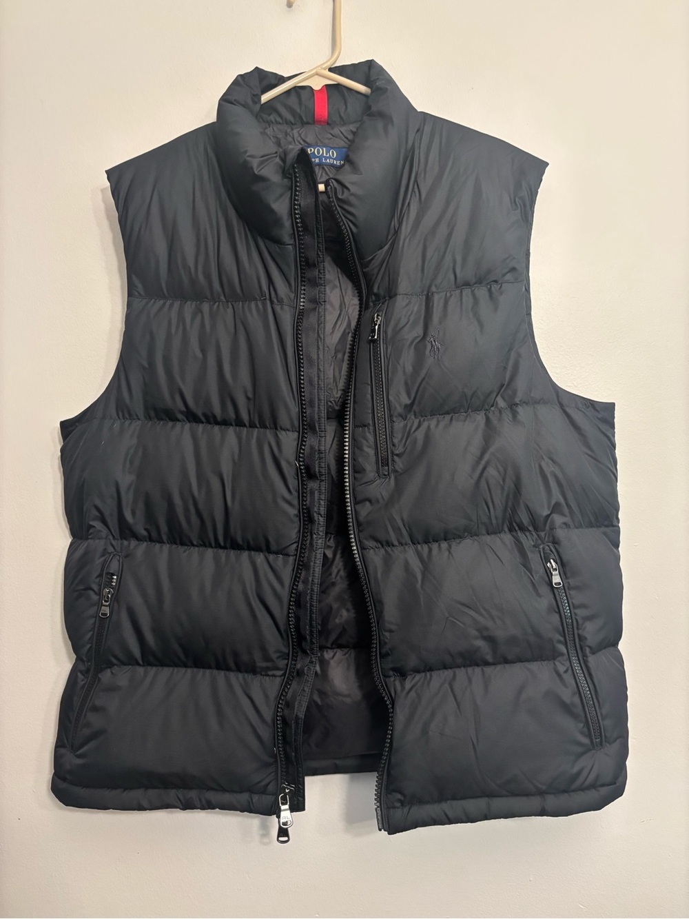 Ralph Lauren Black Quilted Puffer Vest with High Collar